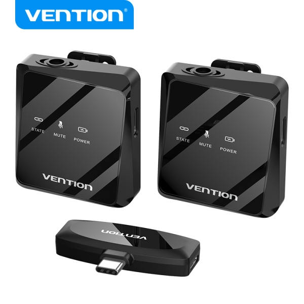 [NCBB0] Vention Microfono Clip Inalambrico USB-C - Calidad de Audio 32 kHz - Latencia 20 ms - Bateria 26h -