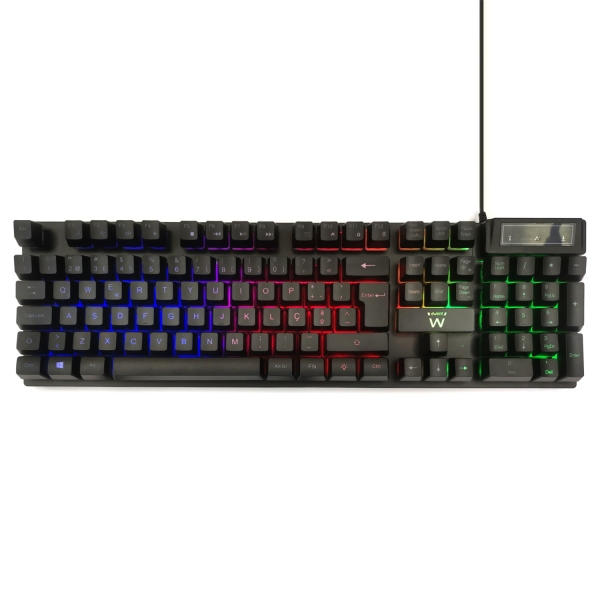Ewent Teclado Gaming de Membrana - Iluminacion RGB - Disposicion Portuguesa QWERTY PT - Cable de 1.5