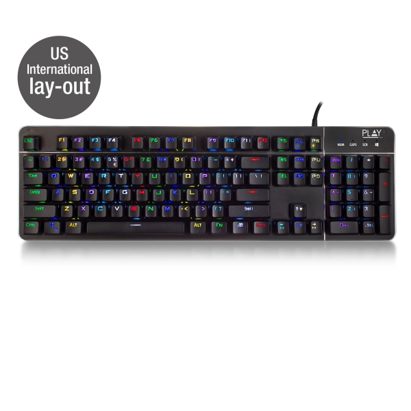 Ewent Teclado Gaming Mecanico - Iluminacion RGB - Disposicion Inglesa QWERTY US - Cubierta de Alumin