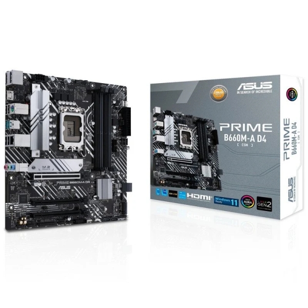 Asus Prime B660M-A D4-CSM Placa Base Intel 1700 4x DDR4 - HDMI, M.2, PCIe4.0, 4x Sata III, USB 3.2,