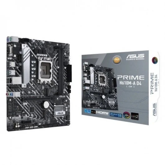 Asus Prime H610M-A D4 CSM Placa Base Intel1700 2x DDR4 - HDMI, M.2, PCIe3.0, 4x Sata III, USB 3.2, M