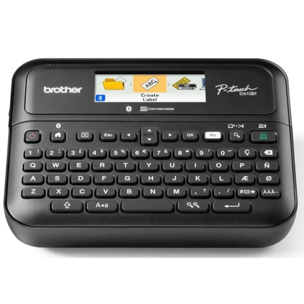 Brother P-Touch D610BT Rotuladora Electronica - Pantalla LCD a Color - Ancho Max. de Cinta 24mm - Bl