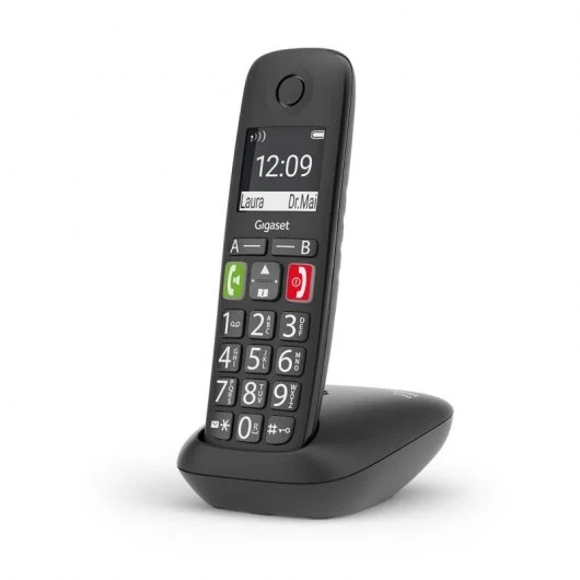 [S30852-H2901-D201] Gigaset E290 Telefono Inalambrico Dect - Pantalla Grande en B/N - Teclas con Numeros Grandes - Volum