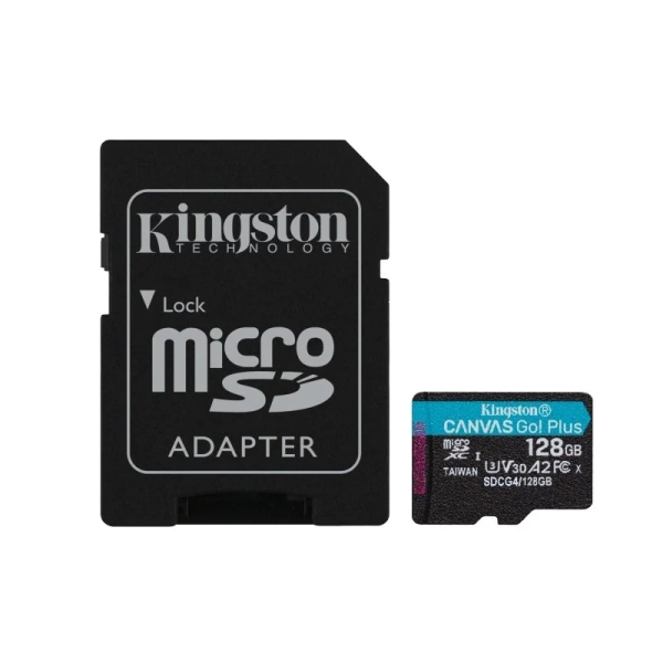 [SDCG4/128GB] Kingston Tarjeta Micro SDXC 128GB UHS-I U3 V30 Clase 10 200MB/s Canvas Go Plus con Adaptador