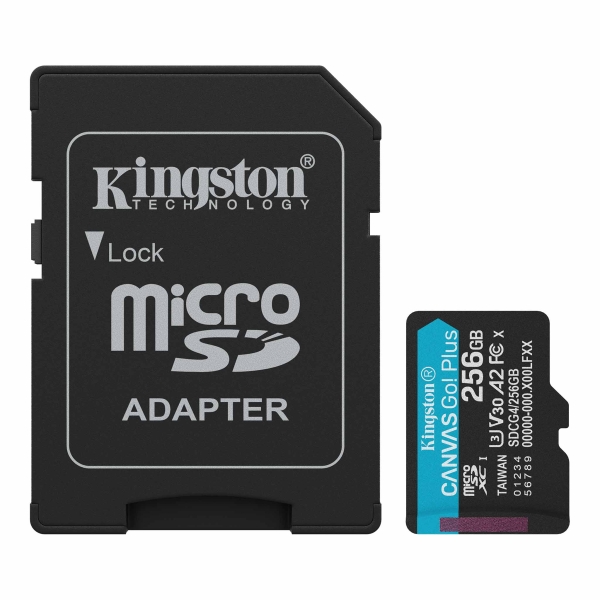 [SDCG4/256GB] Kingston Tarjeta Micro SDXC 256GB UHS-I U3 V30 Clase 10 200MB/s Canvas Go Plus con Adaptador
