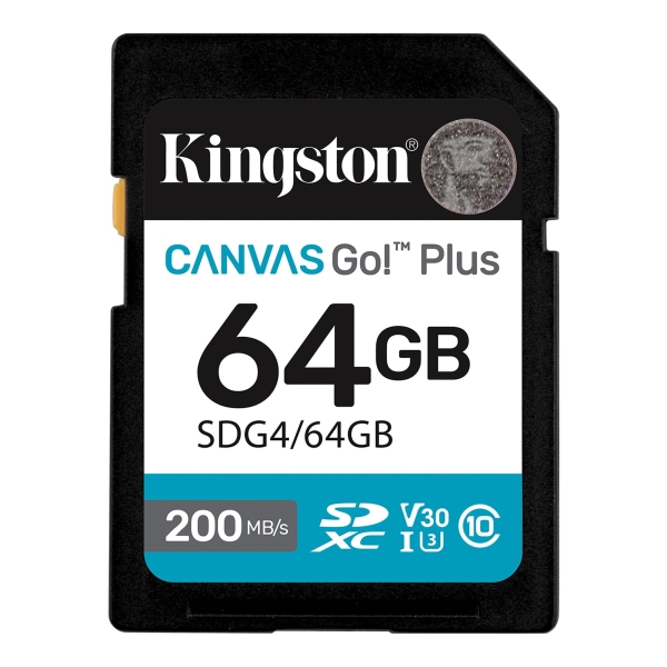 [SDG4/64GB] Kingston Tarjeta SDXC 64GB UHS-I U3 V30 Clase 10 200MB/s Canvas Go Plus