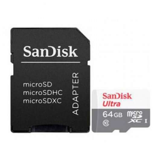 [SDSQUNR-064G-GN3MA] Sandisk Ultra Tarjeta Micro SDXC 64GB UHS-I U1 Clase 10 100MB/s + Adaptador SD