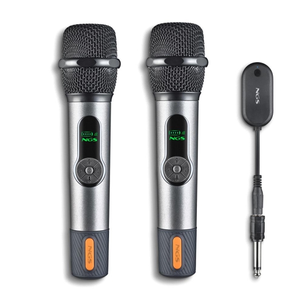 [SINGERSTARDUO] NGS SingerStar Duo Kit 2 Microfono Inalambrico Vocal - Tipo Dinamico - Sonido Potente y Claro - Entr