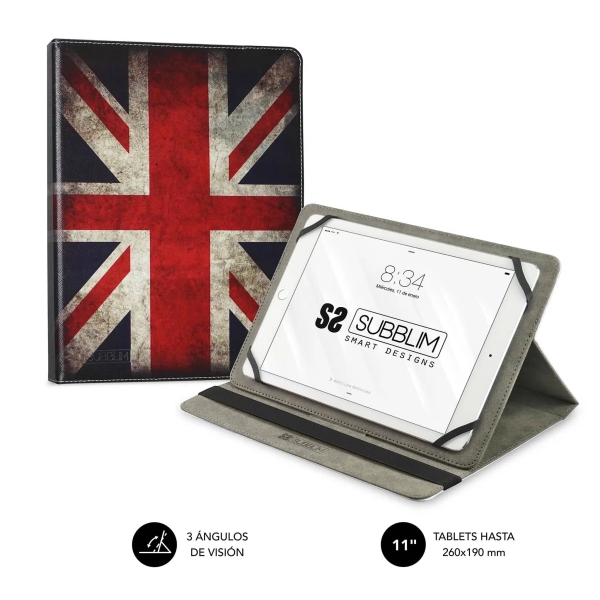 Subblim Funda Tablet Universal Trendy 9.6" a 11" - Posicion Stand con 2 Angulos de Vision - Soporte