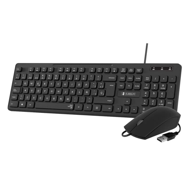 Subblim Combo Business Slim Silencioso con Cable USB - Teclado y Raton - Teclas Ergonomicas de Bajo