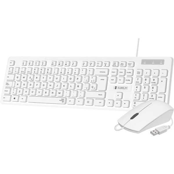 Subblim Combo Business Slim Silencioso - Teclado y ratón - Ergonómico y resistente a salpicaduras -