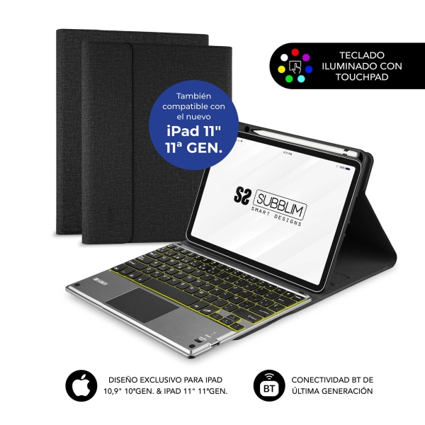 Subblim Funda con Teclado Excluisva para iPad 10ª y 11ª Generación de 10.9" y 11" - Teclas Retroilum