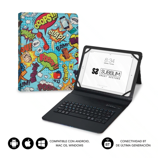 Subblim Keytab Pro Bluetooth Funda universal 9-10.1" - Diseño ultradelgado - Soporte ajustable - Sis