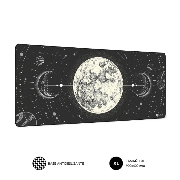 Subblim Alfombrilla de Escritorio Lunar - Tamaño 900x400x3mm - Espacio para Raton y Teclado - Resist