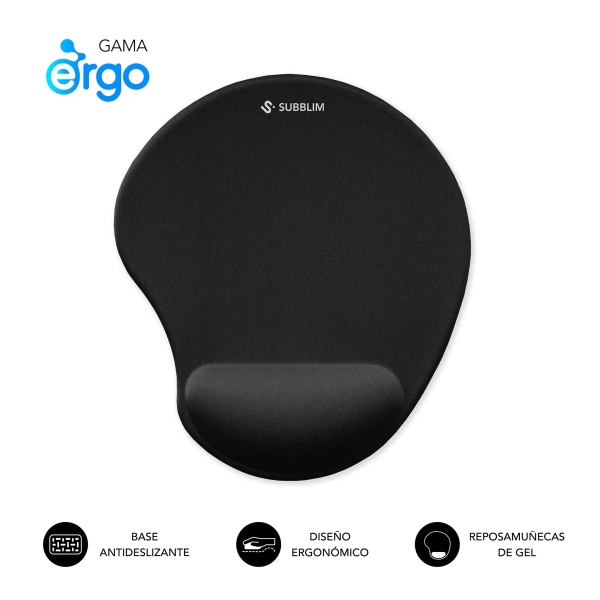 [SUBMP-04E050] Subblim Ergo Neogel Alfombrilla Ergonomica para Raton - Espuma Elastica - Microtexturizada Impermeab