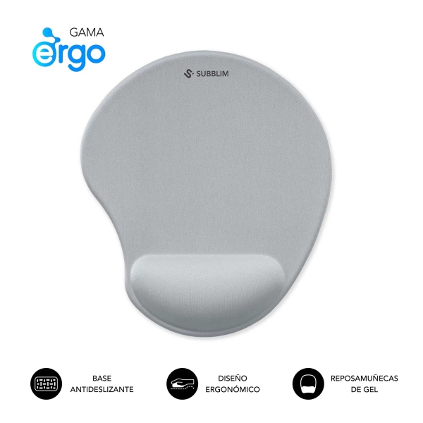 [SUBMP-04E051] Subblim Ergo Neogel Alfombrilla Ergonomica para Raton - Espuma Elastica - Microtexturizada Impermeab