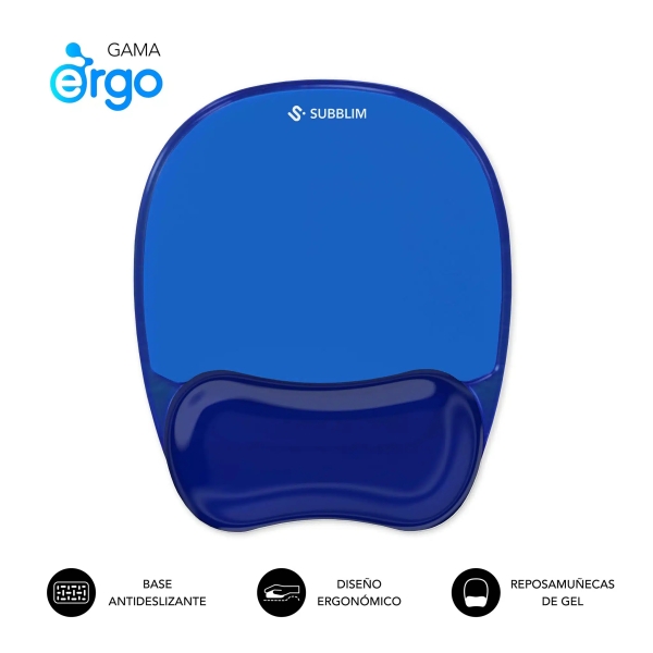 Subblim Ergo Crystal Flex Alfombrilla Ergonomica para Raton - Gel Refrigerante Autoajustable - Diseñ