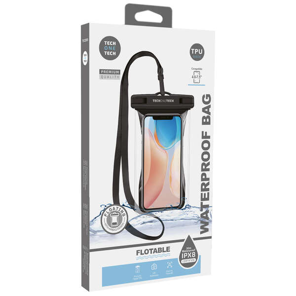 TechOneTech Funda Impermeable para Smartphone hasta 7.5" - Con Colgante - Resistencia IPX8 - Fabrica