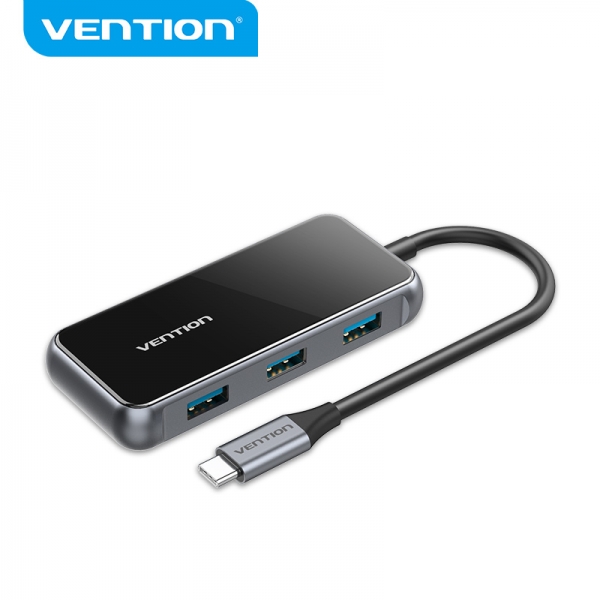 [TFDHB] Vention HUB 5 en 1 USB-C a USB3.0*4/PD - 0.15m - Color Gris Piano