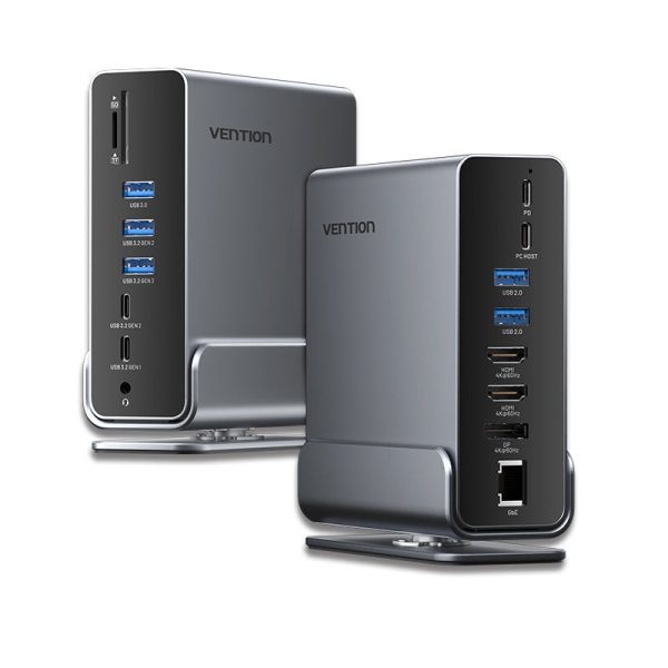 [TPUH0] Vention Docking Station 15 en 1 USB-C a DisplayPort/2xHDMI/USB-C 3.2 Gen2/USB-C 3.2 Gen1/2xUSB 3.2 G