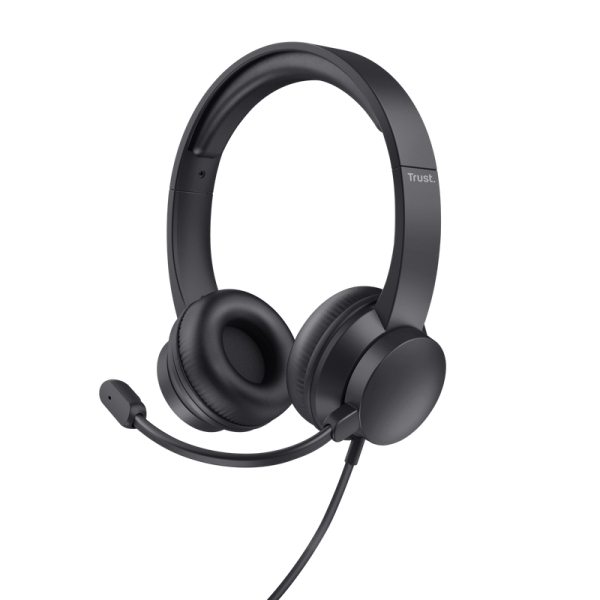 Trust Auriculares Ayda para PC - Diadema Ajustable - Mando de Volumen Supraaural - Microfono Plegabl