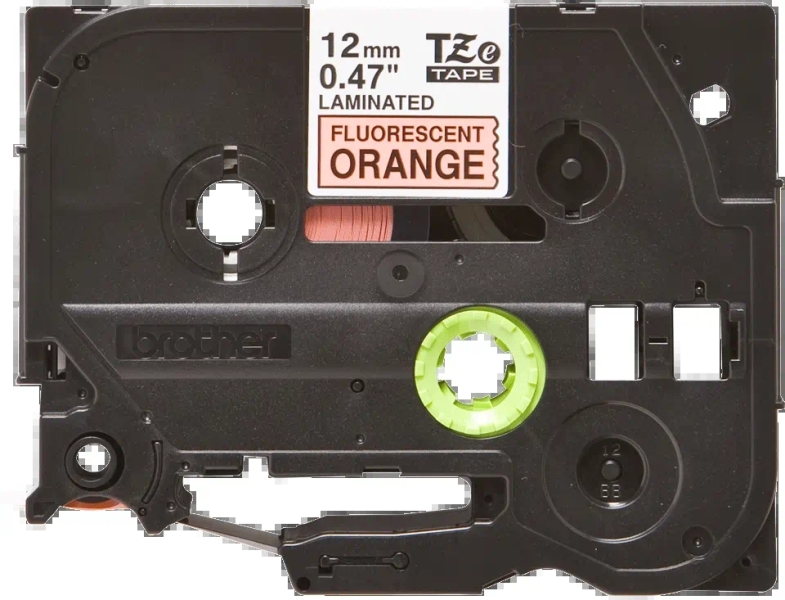 Brother TZeB31 Cinta Laminada Fluorescente Original de Etiquetas - Texto negro sobre fondo naranja -