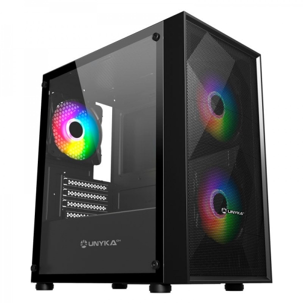 Unykach MIR B200 Caja Gaming Micro ATX, Mini ITX - Lateral de Vidrio Templado - 3.5", 2.5" - USB-A 2