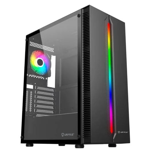 Unykach Armor Lumina Black Caja ATX, Micro ATX, Mini ITX - Lateral de Vidrio Templado - Iluminacion