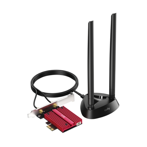 [WE9300S] Cudy Adaptador de Red PCIe Tribanda WiFi 7 BE9300 - Bluetooth 5.4 - Disipador Termico - Base de Ante
