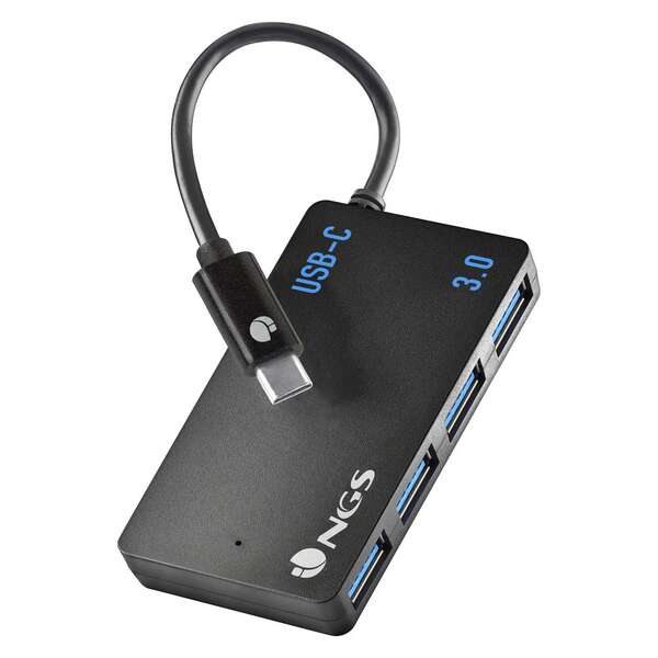 [WONDERIHUB4] NGS Hub USB-C de Cuatro Puertos USB 3.0 - Tamaño Compacto - Alta Velocidad de Transmision - Compatib