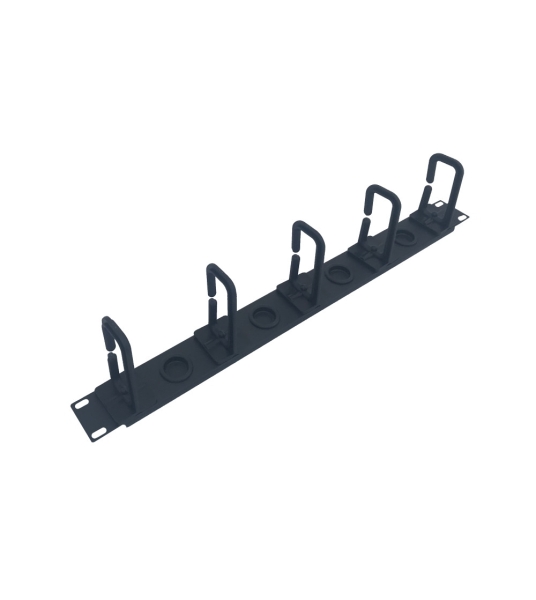 WP Guia 1U Cableado con 5 Anillos - Plastico - sin Tapa - 490x15x55mm - Color Negro