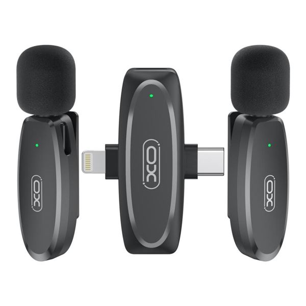 [XOMKF10] XO MKF10 Microfono Inalambrico de Solapa - Conector Tipo C y Lightning - Color Negro