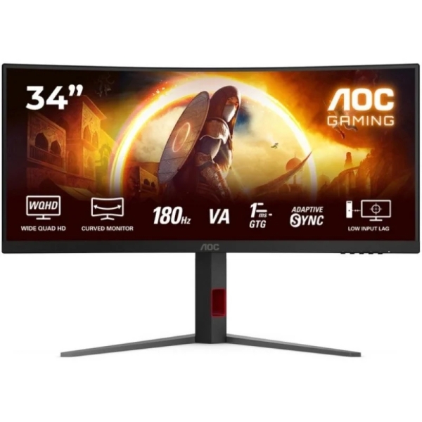 AOC G4 Monitor 34" Curvo 1500R Fast VA WQHD 180Hz HDR10 - Respuesta 1ms - HDMI, DisplayPort, Audio -