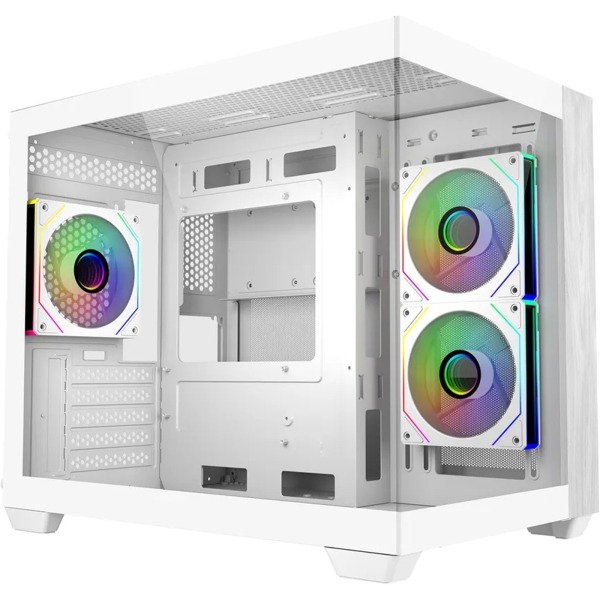 Cooler Master Elite 481 Wood Caja Minitorre - 3 Ventiladores 120mm RGB - Vista Panoramica - Soporte