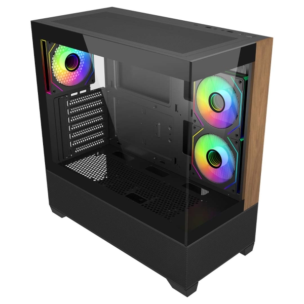Cooler Master Elite 690 Wood Caja Semitorre ATX/MicroATX/Mini-ITX - 3 Ventiladores 120mm RGB - Vista