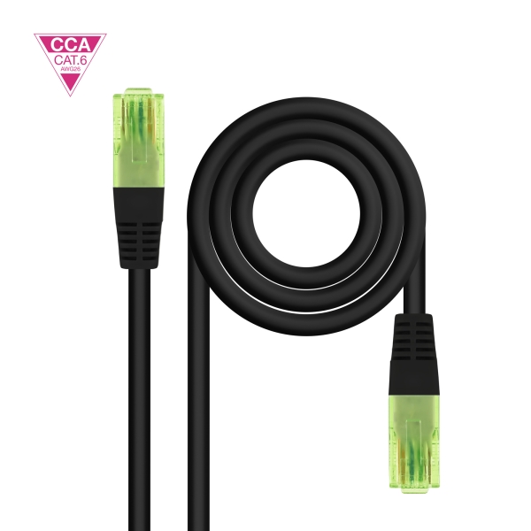 Nanocable Cable Red Latiguillo Cat.6 UTP AWG26 CCA - Longitud 15m - Color Negro