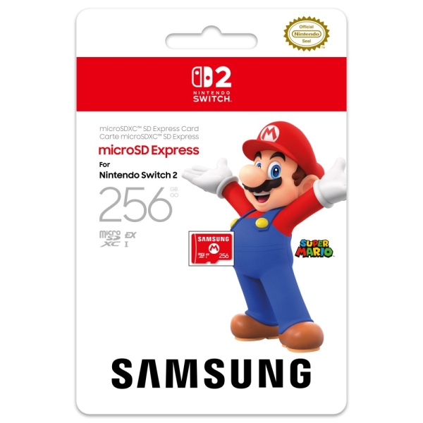 Nintendo Tarjeta Micro SD Samsung para Consola Nintendo Switch 2 - Capacidad 256Gb - Logotipo de Mar