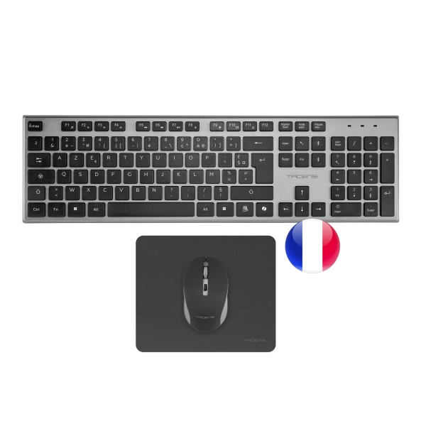 Tacens Zenith Combo Pack Inalabrico de Teclado Completo + Raton y Alfombrilla - Disposicion Francesa