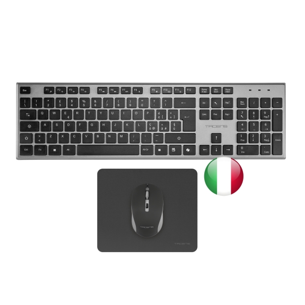Tacens Zenith Combo Pack Inalabrico de Teclado Completo + Raton y Alfombrilla - Disposicion Italiana