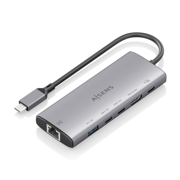 [ASUC-6P030-GR] Aisens USB-C Dock 6 en 1 - USB-C a 1xHDMI - 1xRJ45 - 1xUSB-A 10G - 2xUSB-C 10G - 1xUSB-C PD 100W - 2