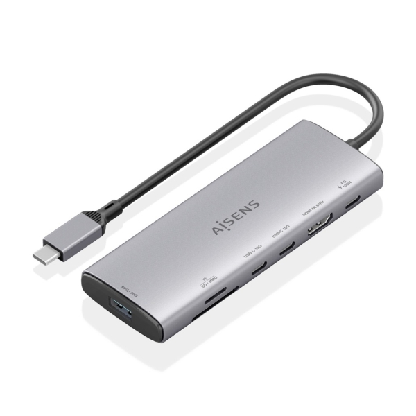 [ASUC-7P031-GR] Aisens USB-C Dock 7 en 1 - USB-C a 1xHDMI - 1xUSB-A 10G - 2xUSB-C 10G - 1xSD - 1xMicroSD -  1xUSB-C
