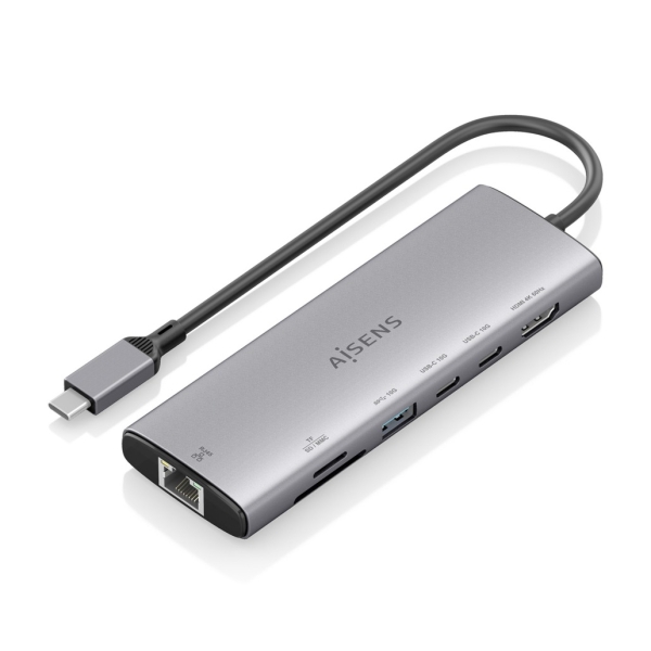 [ASUC-7P032-GR] Aisens USB-C Dock 7 en 1 - USB-C a 1xHDMI - 1xRJ45 - 1xUSB-A 10G - 2xUSB-C 10G - 1xSD - 1xMicroSD -