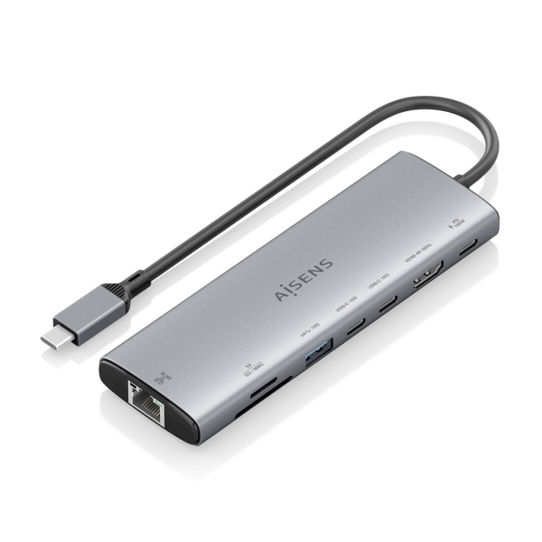 [ASUC-8P033-GR] Aisens USB-C Dock 8 en 1 - USB-C a 1xHDMI - 1xRJ45 - 1xUSB-A 10G - 2xUSB-C 10G - 1xUSB-C PD 100W - 1
