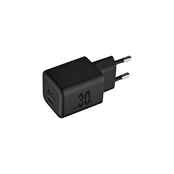 Blackbyte by Pedro Buerbaum Cargador GaN Doble - 1xUSB-C PD 30W - 1xUSB-A 18W - Carga Rapida PPS - C