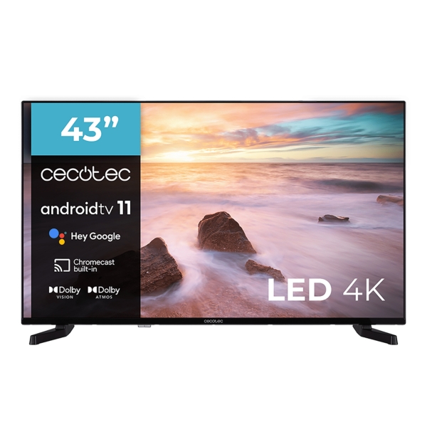 Cecotec A2 series ALU20043S Televisor Smart TV de 43" LED con Resolucion 4K UHD - Android TV 11 - Ch