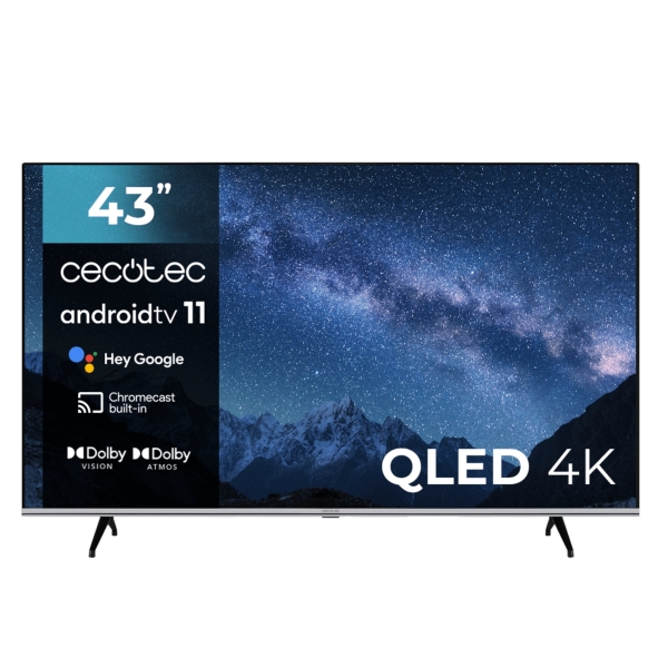Cecotec V2 series VQU20043 Televisor Smart TV sin Marco de 43" QLED 4K UHD - Procesador Cortex A55 -