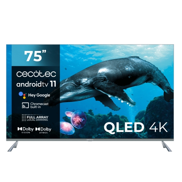 Cecotec V2 series VQU20075 Televisor Smart TV de 75" QLED con Resolucion 4K UHD - Android TV 11 - Do