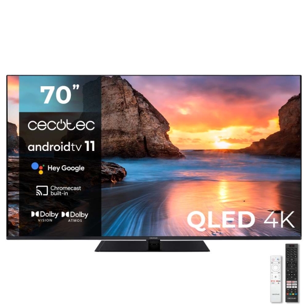 Cecotec V1+ series VQU11070Z+ Televisor Smart TV sin Marco de 70" QLED 4K UHD - Android TV 11 - Dolb