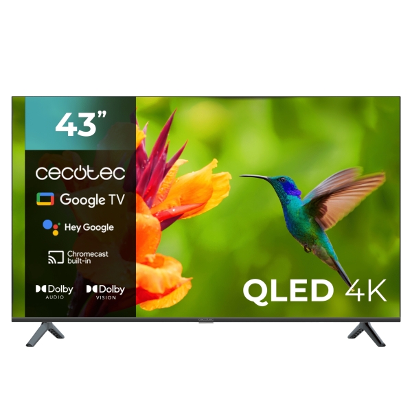 Cecotec V4 Series VQU40043S Televisor Smart TV sin Marco de 43" QLED 4K UHD - Procesador Cortex A55