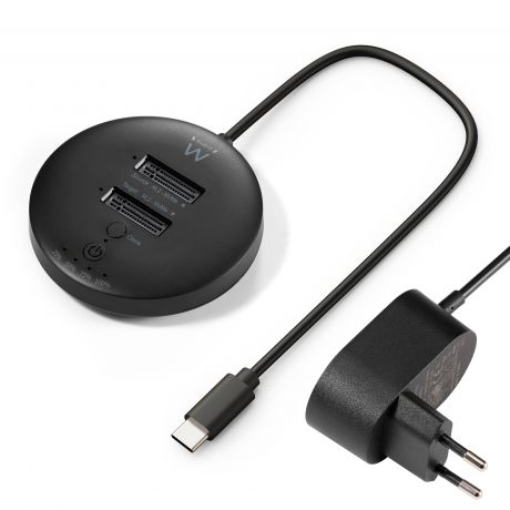 [EW7078] Ewent Clonador Doble Bahia - NVMe M2 - USB-C 3.2 Gen2 - Indicador LED - Color Negro